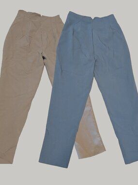 LOT OF 2 ZARA High-Waisted Tapered Trousers Blue & Tan Size M (Read Details!)